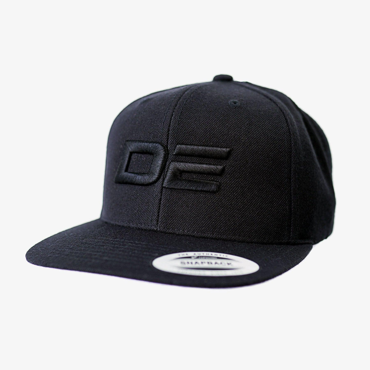 DE Logo - Snapback Black/Black Flat Peak Cap