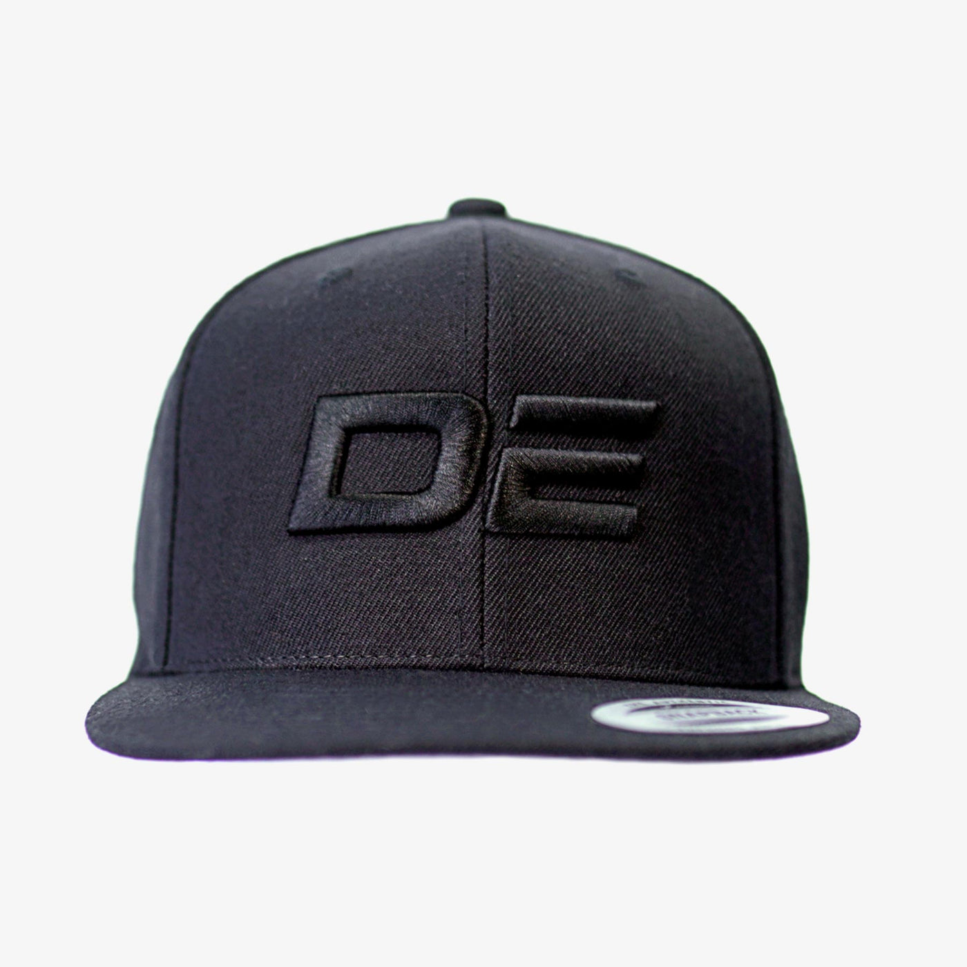 DE Logo - Snapback Black/Black Flat Peak Cap