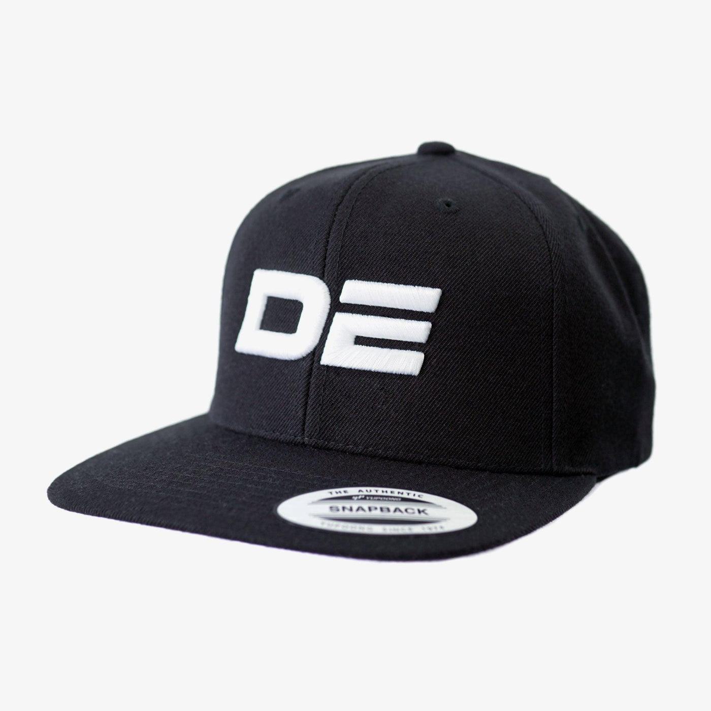 DE Logo - Snapback White/Black Flat Peak Cap